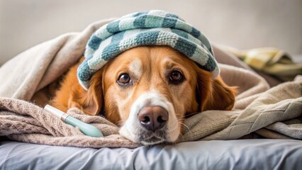 A Lethargic Dog With A Runny Nose, Coughing, And Loss Of Appetite, Possibly Exhibiting Signs Of Fever Or Pain.