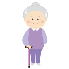 杖を持っている正面全身のシニア女性2