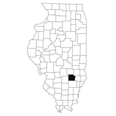 Map of clay County in Illinois state on white background. single County map highlighted by black colour on Illinois map. UNITED STATES, US