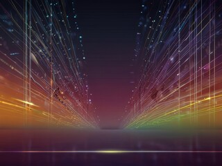 Obraz premium Abstract Digital Art with a Glowing Horizon