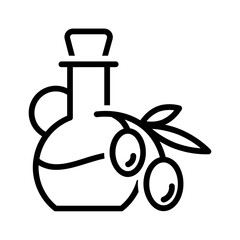Vector black line icon for Olive oil