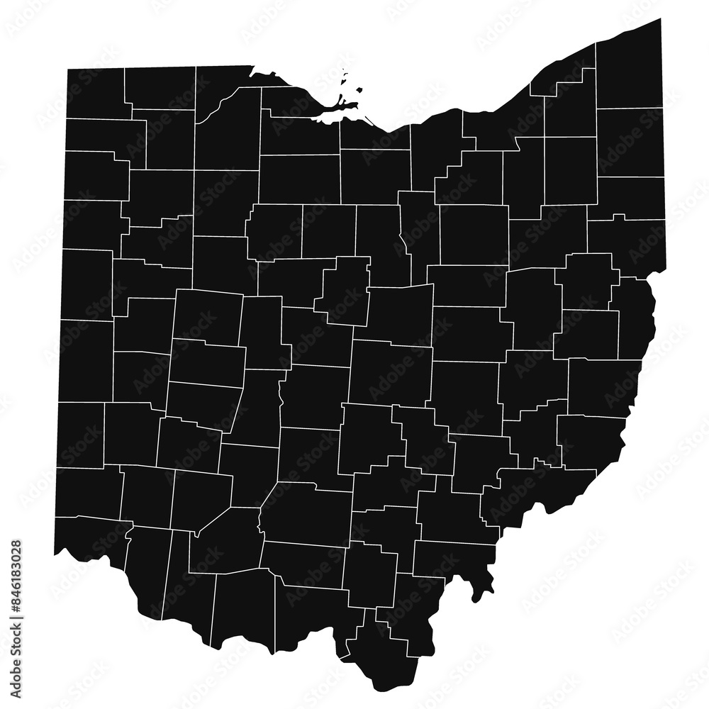 Wall mural High detailed Ohio illustration map - outline Ohio State Map