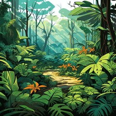 Obraz premium Vibrant Rainforest Understory
