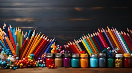 Fototapeta premium back to school background with school equipment concept for banner or poster