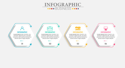 Business infographic template with 4 options or steps icons.