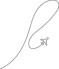 Airplane line path icon, airline, flight