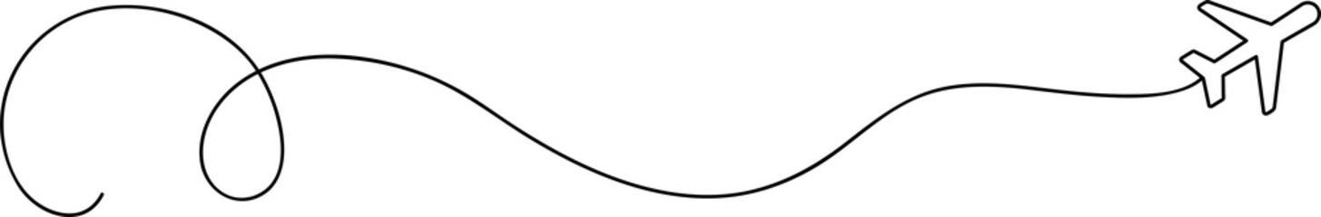 Airplane line path icon, airline, flight