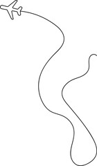 Airplane line path icon, airline, flight