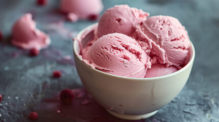 Sweet pink ice cream, a refreshing and indulgent summer treat
