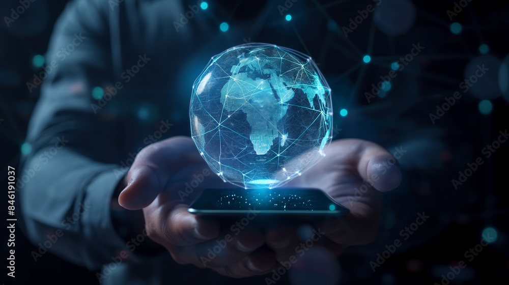 Aufkleber global mobile network internet based worldwide network connectivity digital technology, worldwide bu