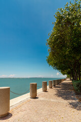 Buildings on Brickell Bay. Miami, Florida, USA. Seawall