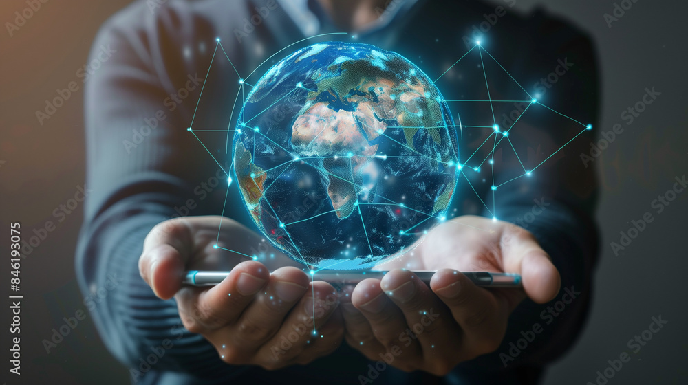 Aufkleber global mobile network internet based worldwide network connectivity digital technology, worldwide bu