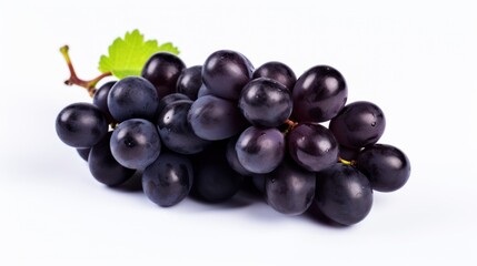 Fototapeta premium Fresh black grapes on white background. 