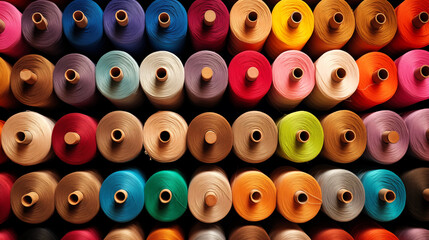 Fototapeta premium Colorful Rolls of Fabric in a Textile Store