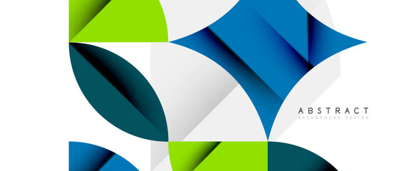 Minimal geometric elements on white. Petals, round triangles, star