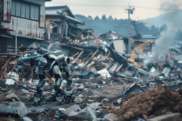 被災地で活躍する犬型ロボット、救助犬