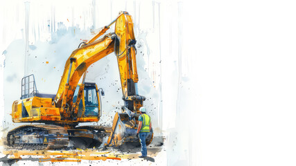 Yellow Watercolor Painting Builder Engineer