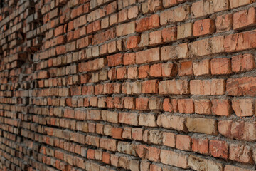 Brick Wall Surface for Wallpaper Background. Foreground Focus Photo.