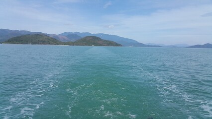 A View Of The Sea And Mountains From A Boat In Vietnam