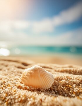Summer beach sand background. seashell