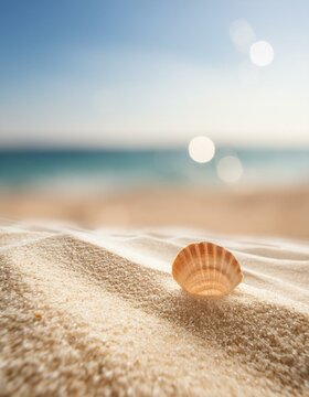 Summer beach sand background. seashell