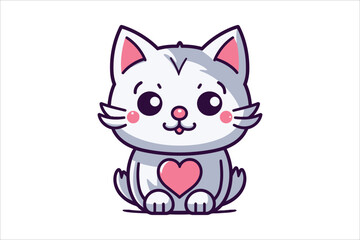 Obraz premium cat with heart vector sublimation mascot logo design