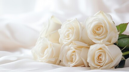 White roses bouquet on white background 