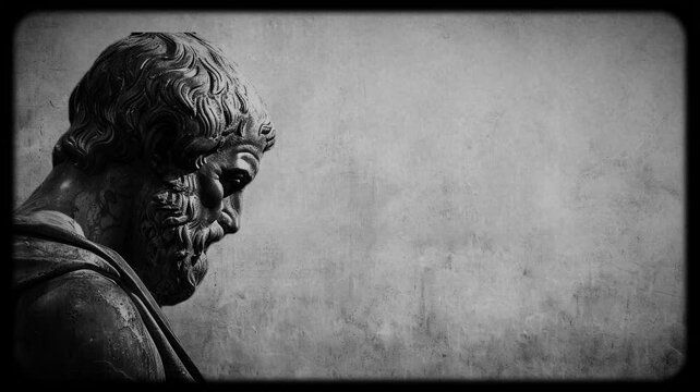 Aristotle statue with empty space , old tv style - Customize canvas for philosophy or quote , add text