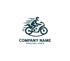 Motorcycle logo vector design. Motorcycle logo concept. Speed bike racer on the sport motorcycle.