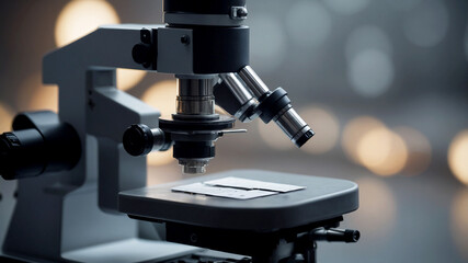 Microscope on a gray