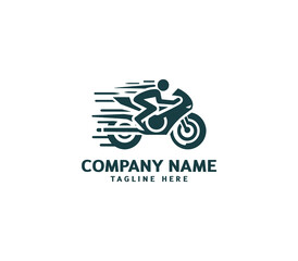Motorcycle logo vector design. Motorcycle logo concept. Speed bike racer on the sport motorcycle.