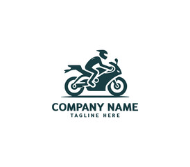 Motorcycle logo vector design. Motorcycle logo concept. Speed bike racer on the sport motorcycle.