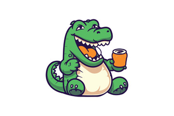 Fototapeta premium crocodile with a gift vector sublimation mascot logo design