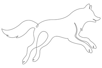Continuous one line drawing of wolf animals concept single line outline vector design