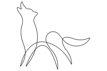 Continuous one line drawing of wolf animals concept single line outline vector design