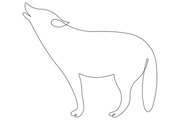 Continuous one line drawing of wolf animals concept single line outline vector design
