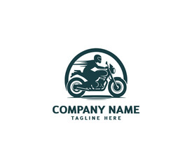 Motorcycle logo vector design. Motorcycle logo concept. Speed bike racer on the sport motorcycle.