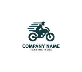 Motorcycle logo vector design. Motorcycle logo concept. Speed bike racer on the sport motorcycle.