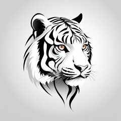 Fototapeta premium Create a tiger head silhoutte with white background