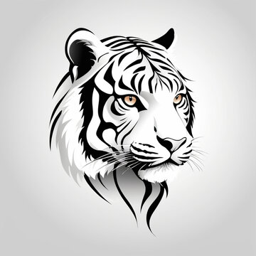 Create a tiger head silhoutte with white background