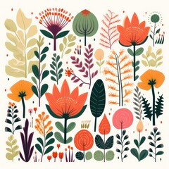 Whimsical Jungle Vibrant Cartoon Vector