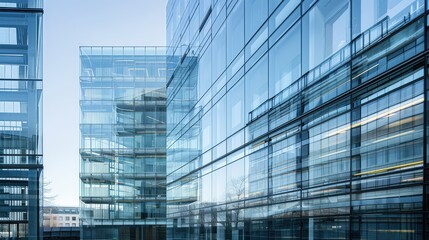 building in the modern city. Sustainable glass office building