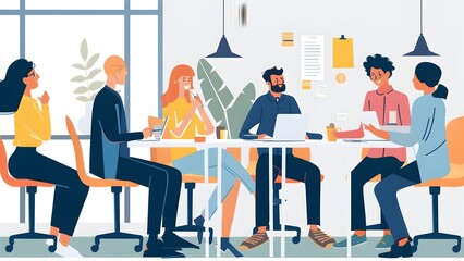 A group of office man and woman in office