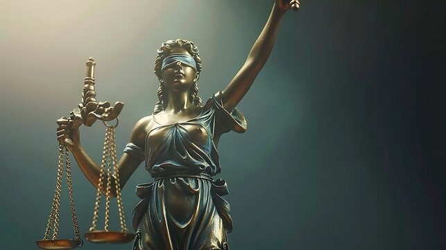 The statue of justice symbol legal law concept