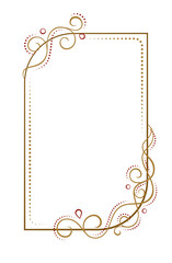 Elegant decorative vertical rectangle frame with intricate gold and red swirls, ideal for invitations, announcements, or festive designs.