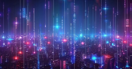 Obraz premium City network connection. Big data analytics and business concept