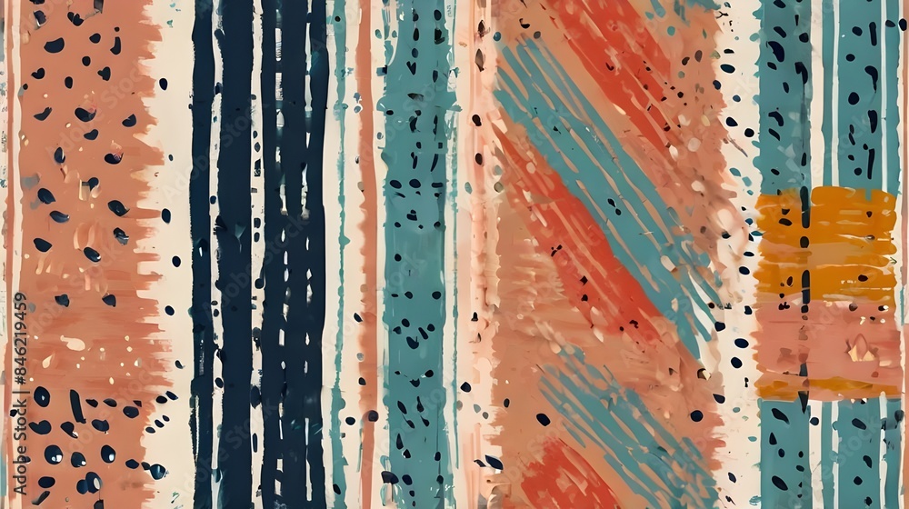 Poster seamless pattern hand painted with stripe brush strokes generative ai