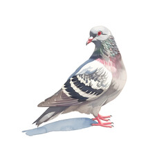 Fototapeta premium Watercolor illustration of dove on white background