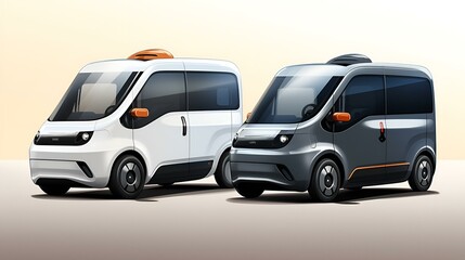Fototapeta premium Two cartoon-style electric vehicles side by side.