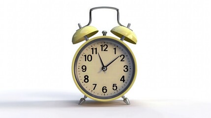 Cartoon Alarm Clock Runing Looped Video on White Background.